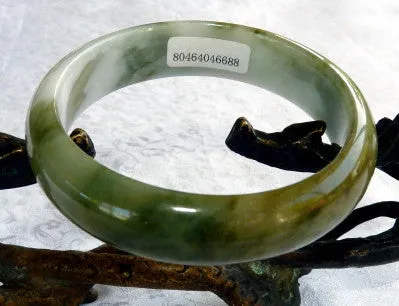 Earth and Clouds Burmese Jadeite Genuine Natural Bangle Bracelet 55 mm (688)  - Certificate