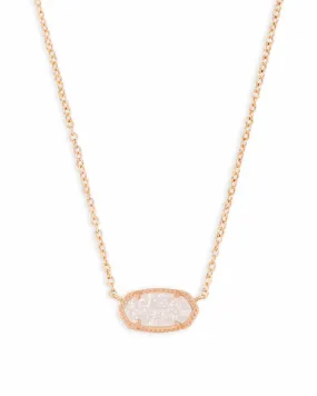 Elisa Short Pendant Necklace in Rose Gold Iridescent Drusy by Kendra Scott