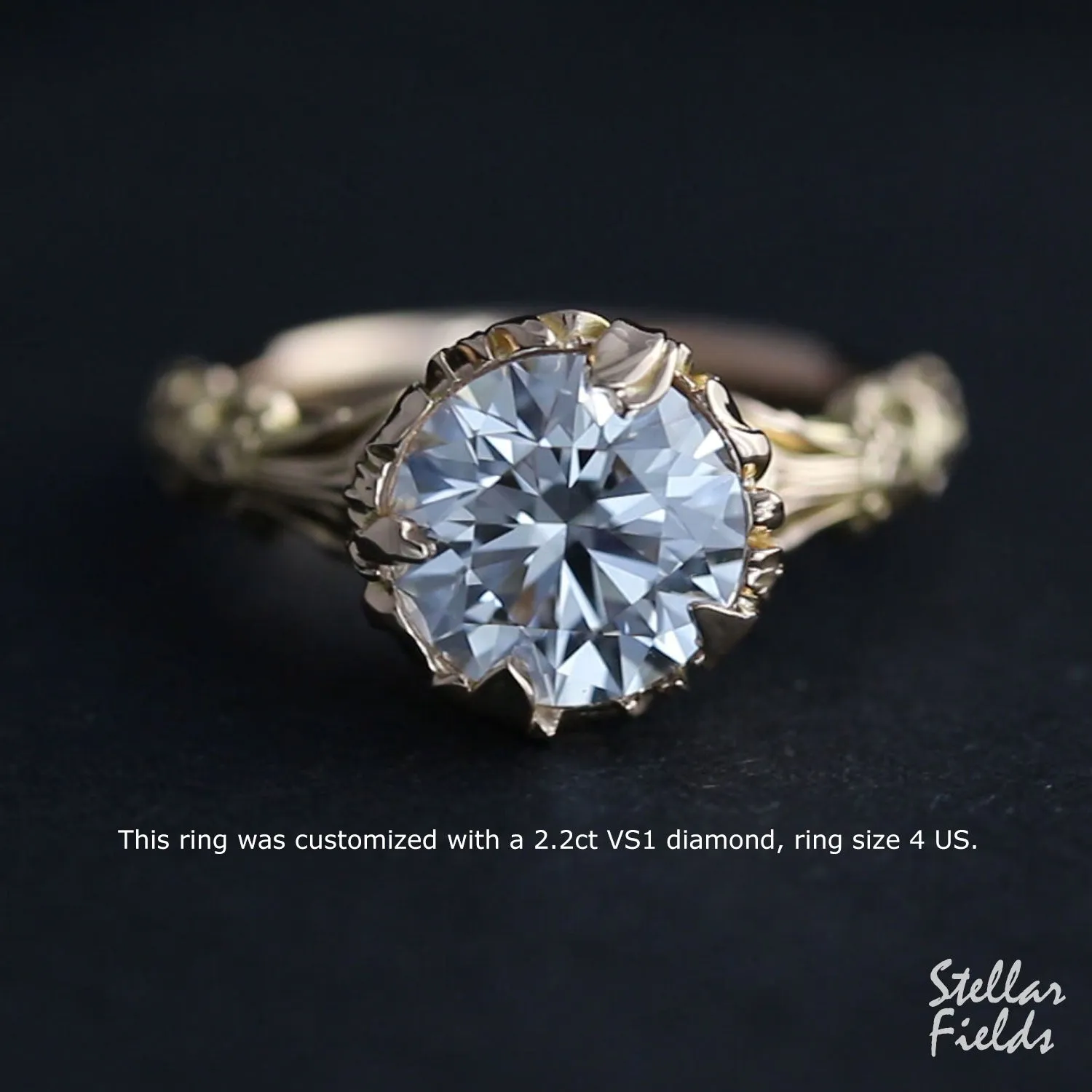 Elise Heirloom Floral Engagement Ring Intricate OOAK