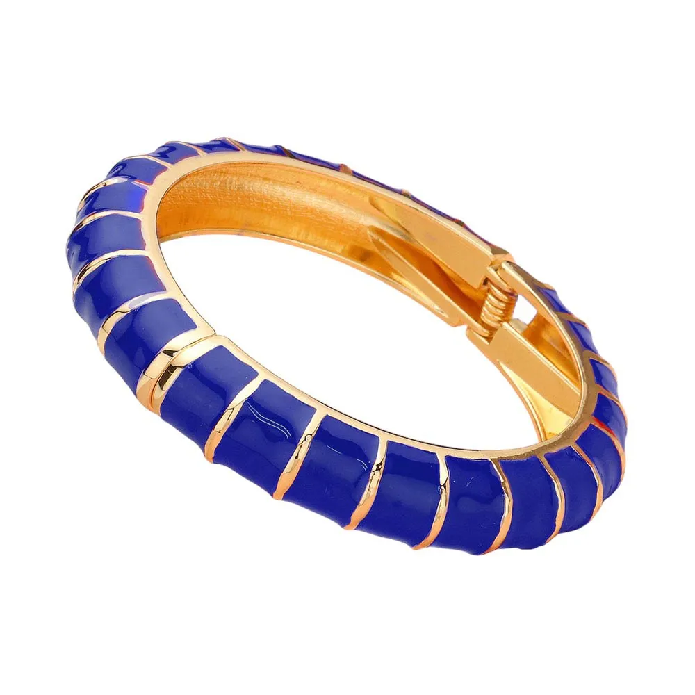 Enamel Bamboo Hinged Bangle Bracelet