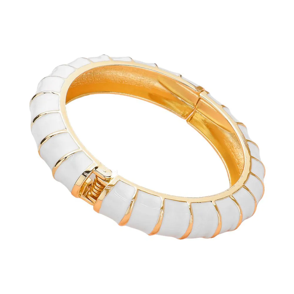 Enamel Bamboo Hinged Bangle Bracelet