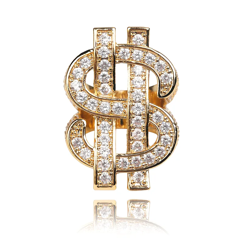 Full Iced Giant Dollar Sign Ring