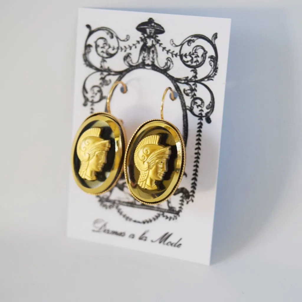 Gold Cameo Warrior Earrings