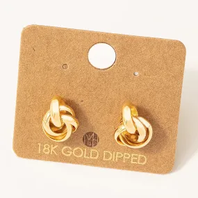 Gold Metallic Knot Stud Earrings