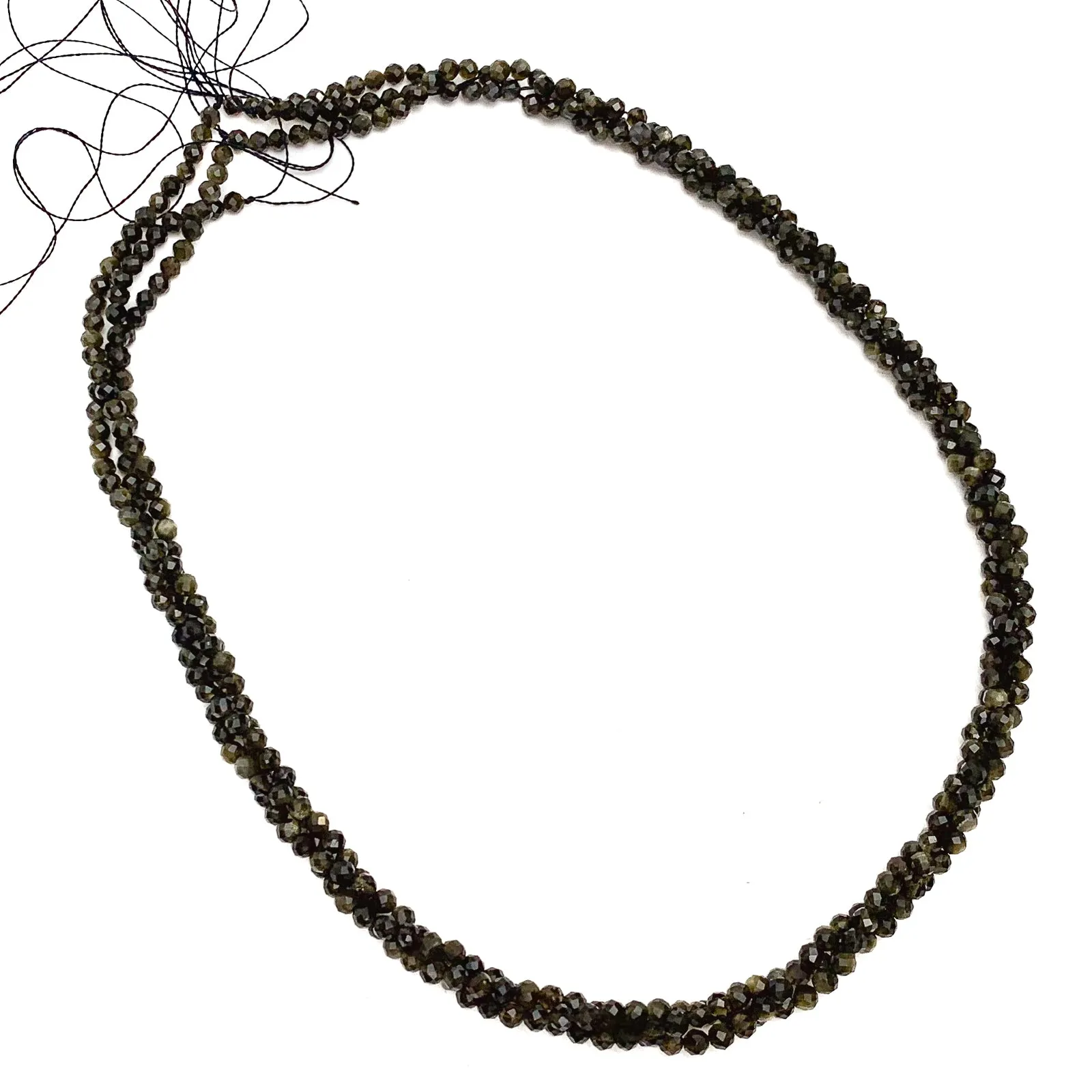 Golden Obsidian 3mm Faceted Rounds Bead Strand