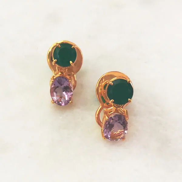 Green Agate & Amethyst Separates Earrings