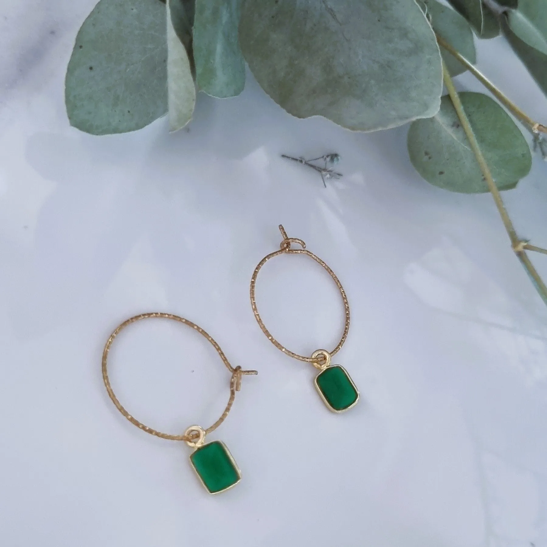 Green onyx earrings