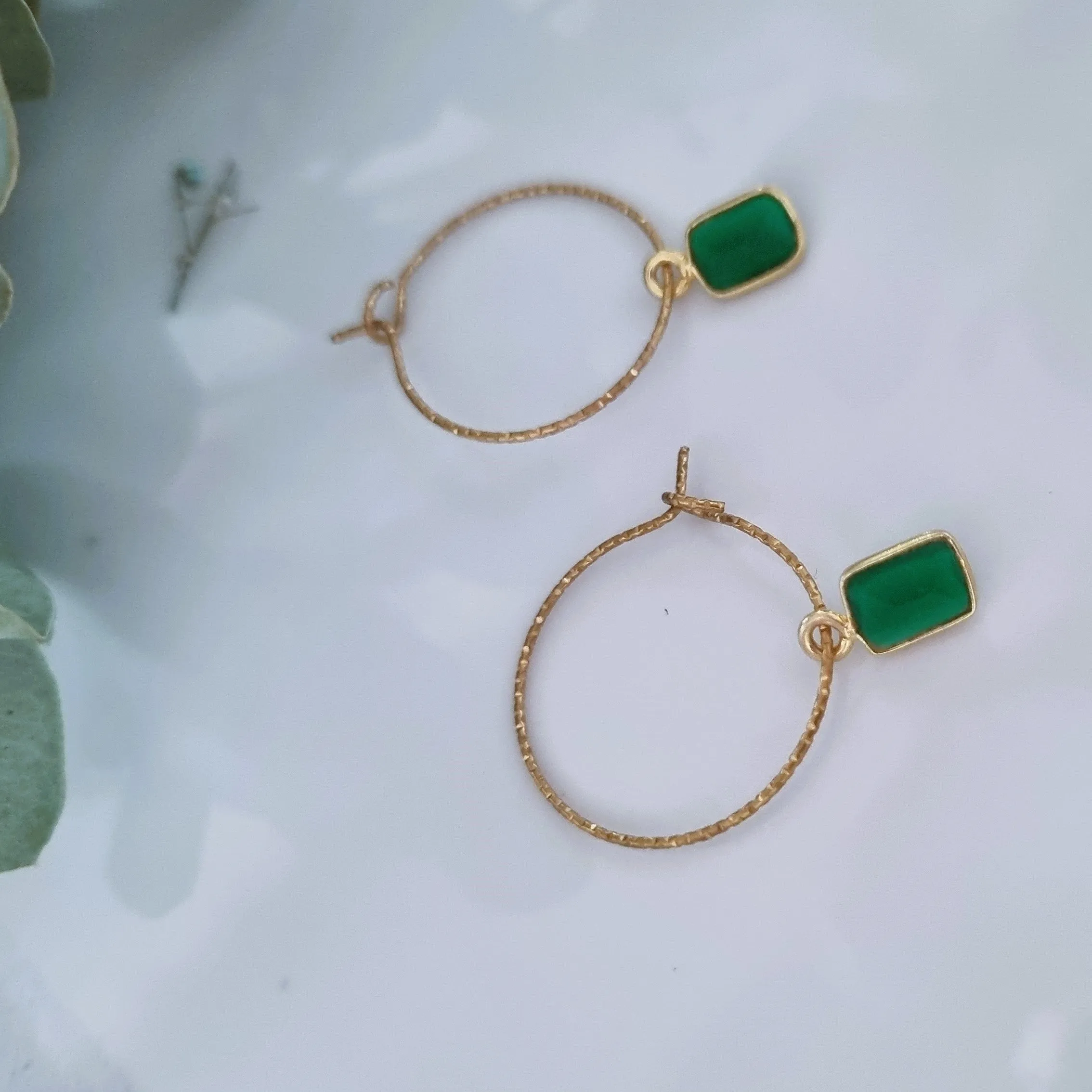 Green onyx earrings