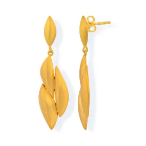 Handmade Gold Plated Silver Dangle Earrings Leaves