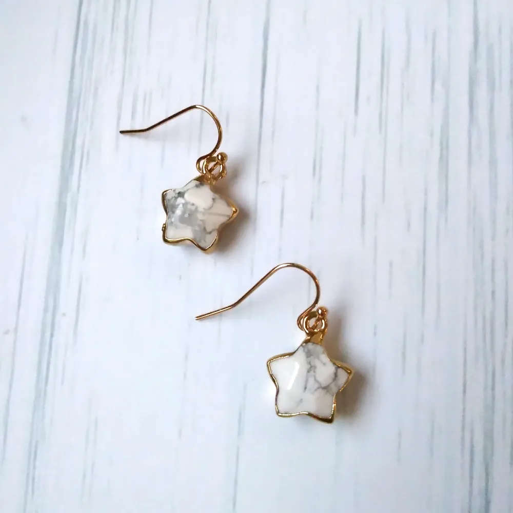 Howlite Single Drop Hook Earrings