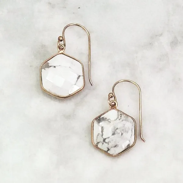 Howlite Single Drop Hook Earrings