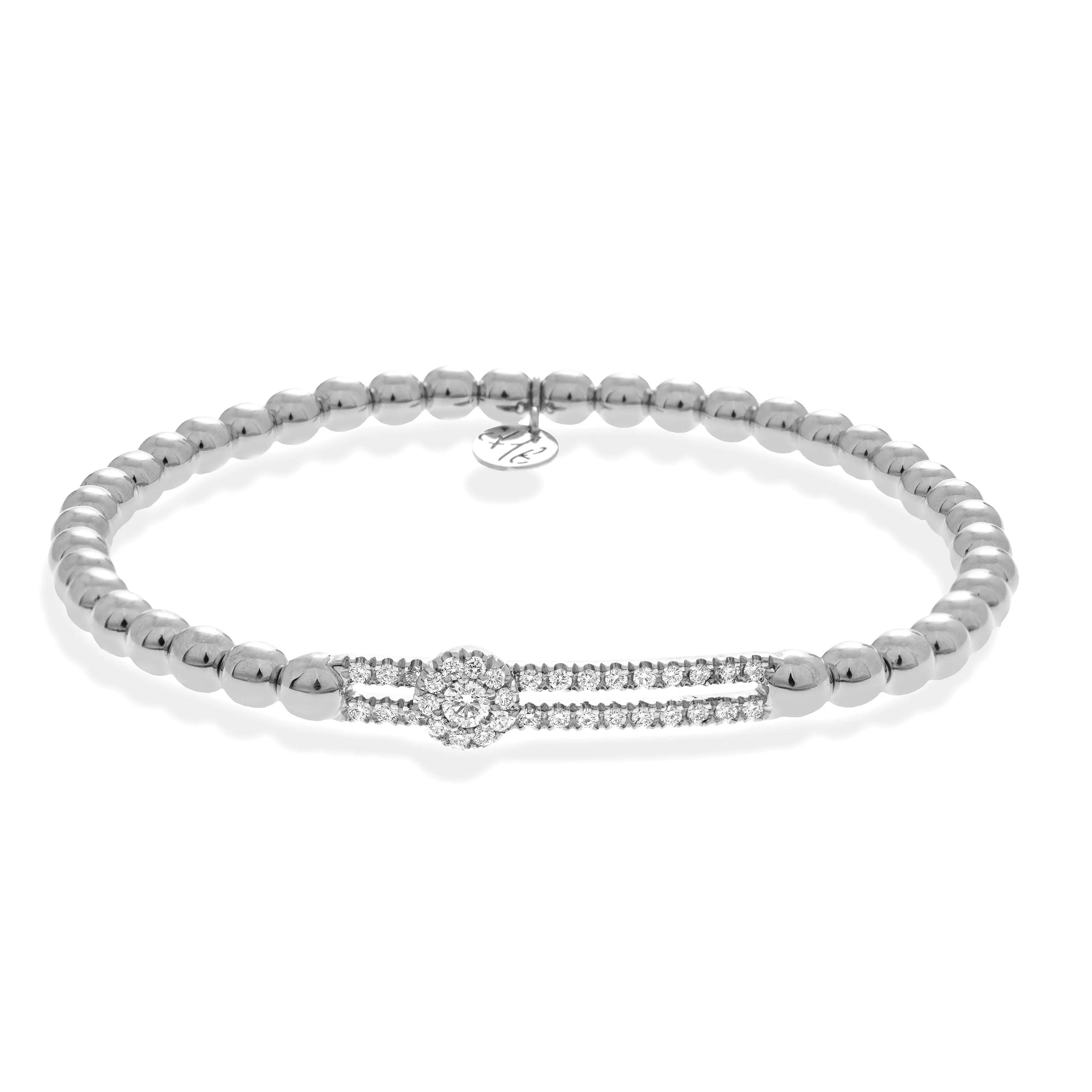 Hulchi Belluni Fidget Bracelet Single Pave Diamond Station White Gold 20352AH4-WW