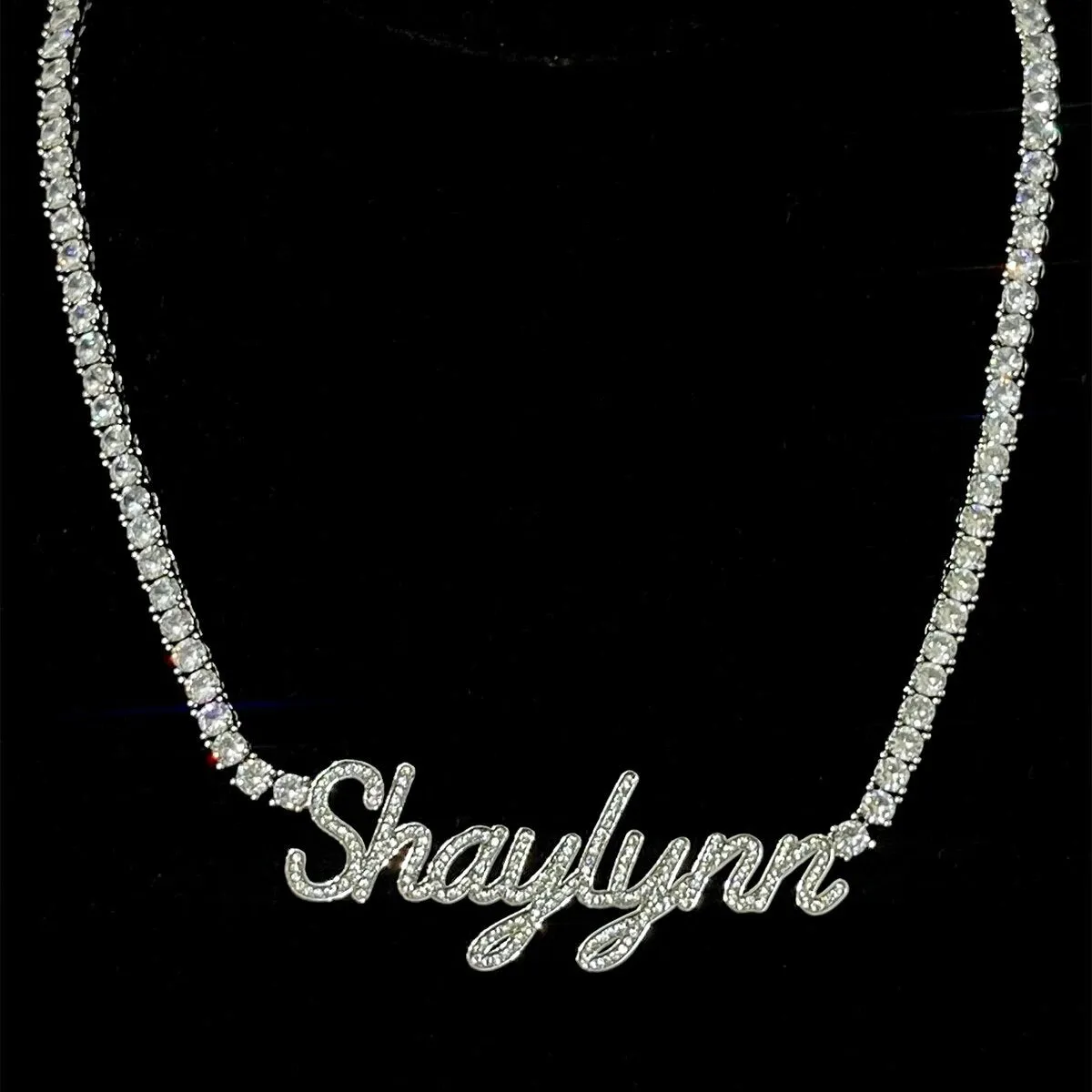 Iced Cursive Name Necklace