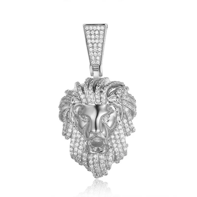 Iced Out Lion Head Pendant - Silver