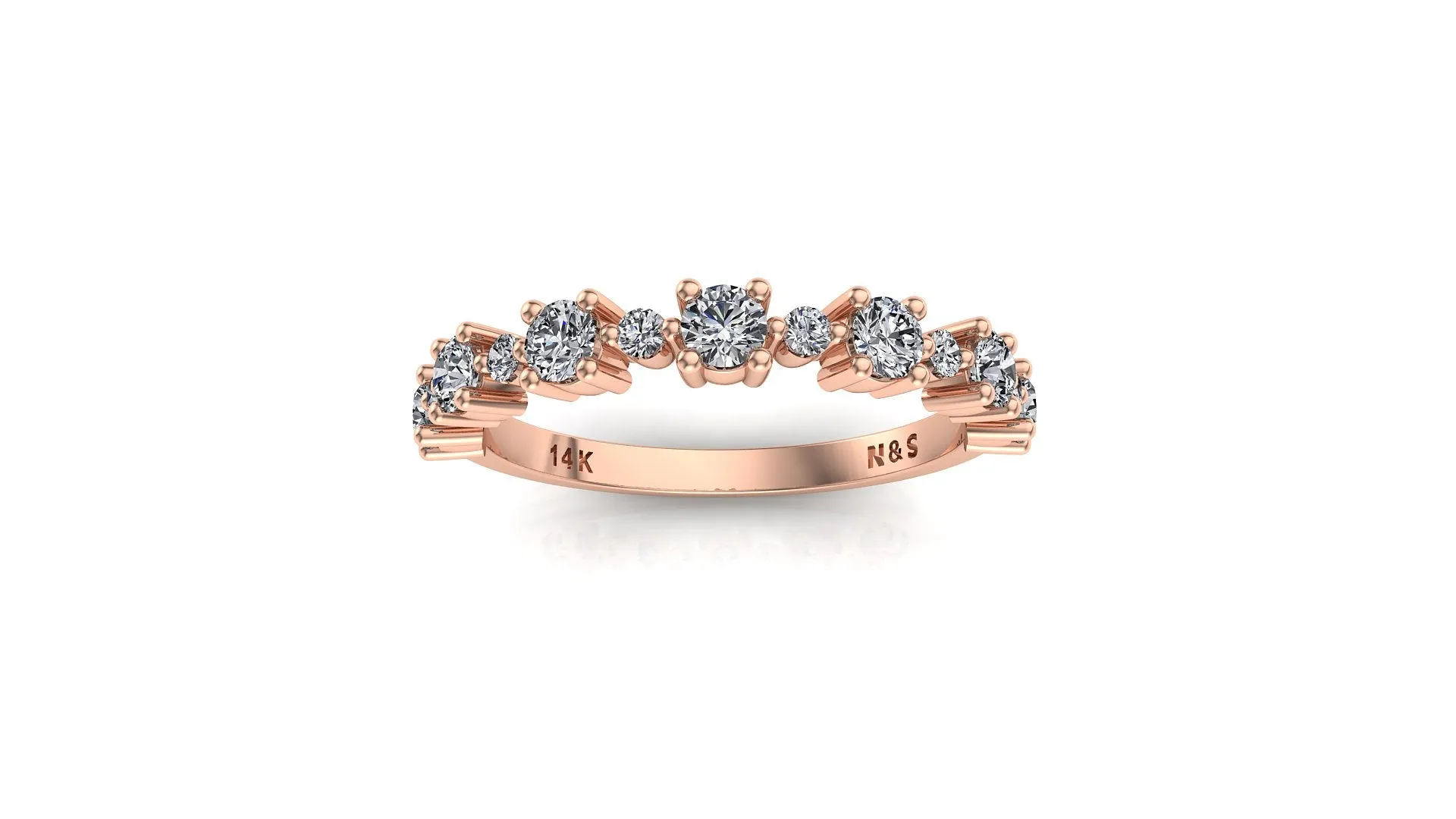 Jolene Alternating Big and Small Round Diamond Band 0.52 ct tw Round-cut 14K Gold BAN080