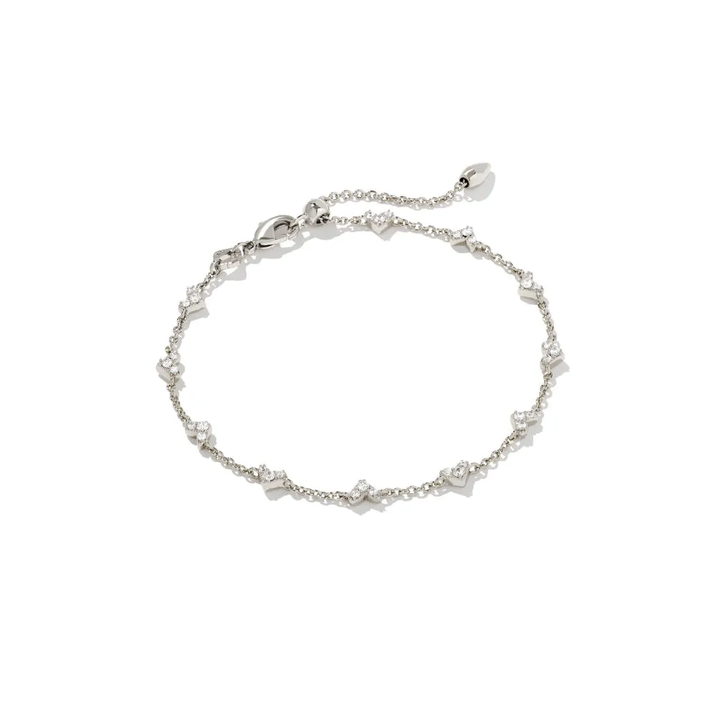 Kendra Scott Haven Heart Delicate Chain Bracelet in White Crystal