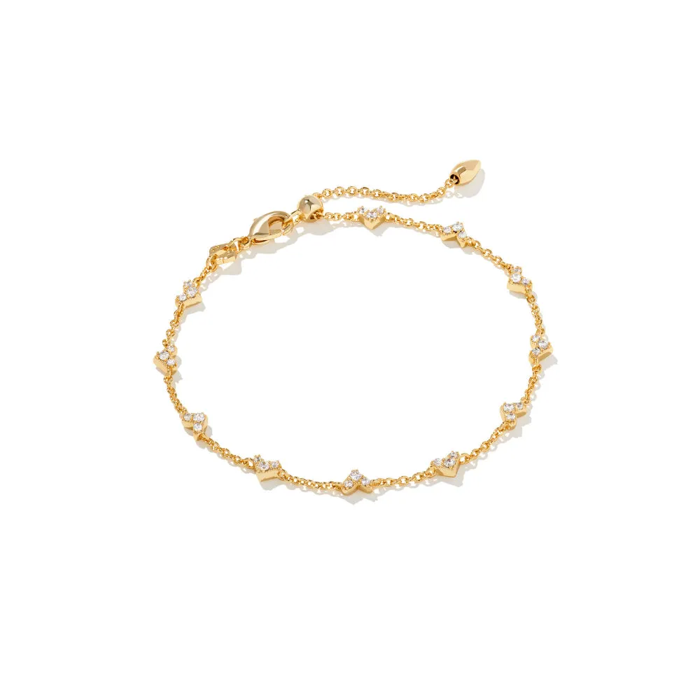 Kendra Scott Haven Heart Delicate Chain Bracelet in White Crystal