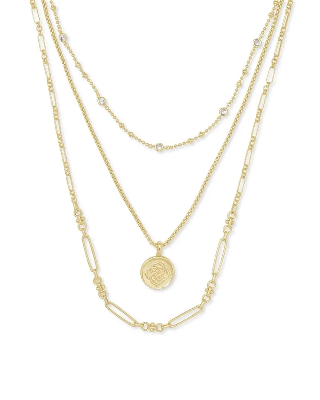 Kendra Scott Medallion Coin Triple Strand Necklace