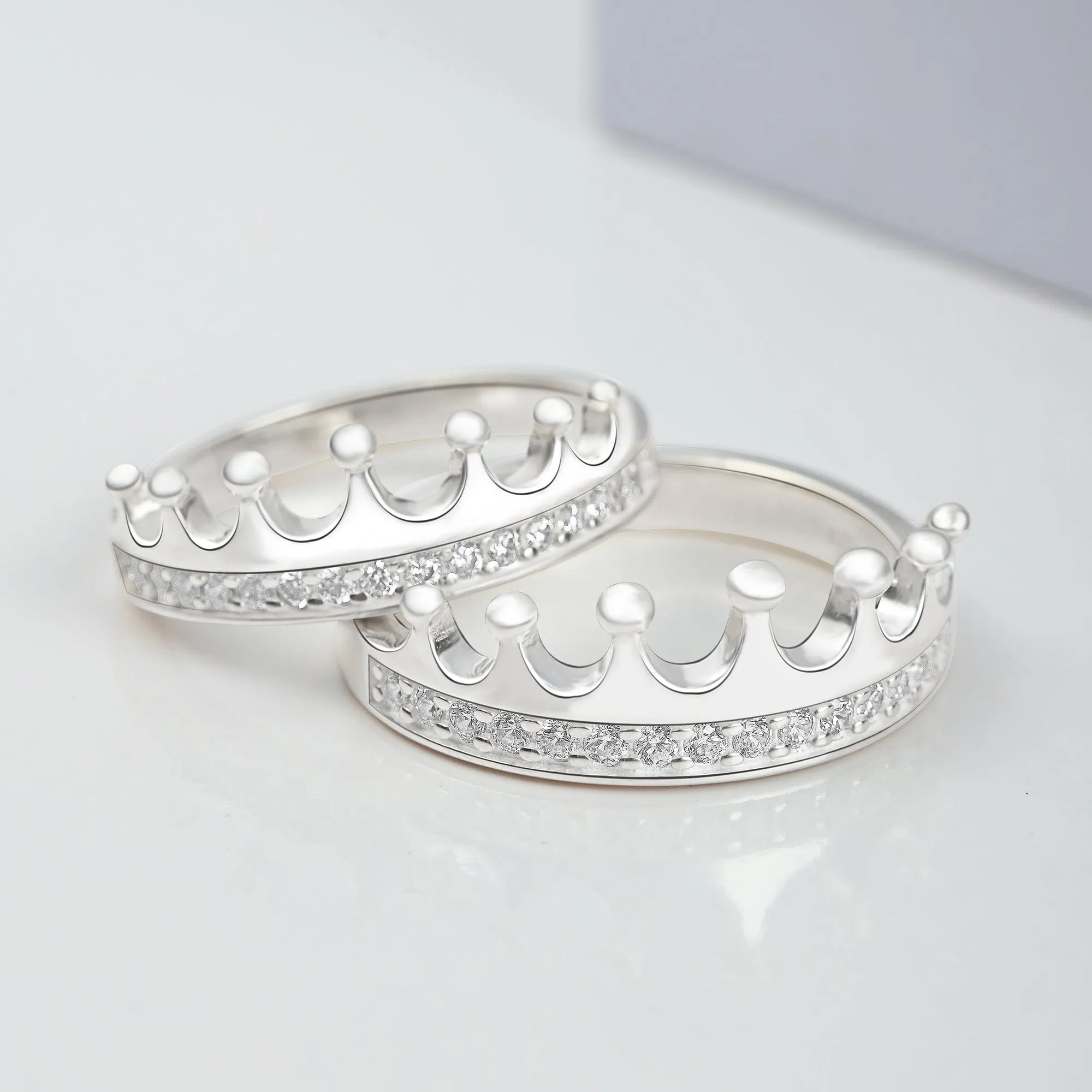 King and Queen Crown Promise Rings for Couples Set