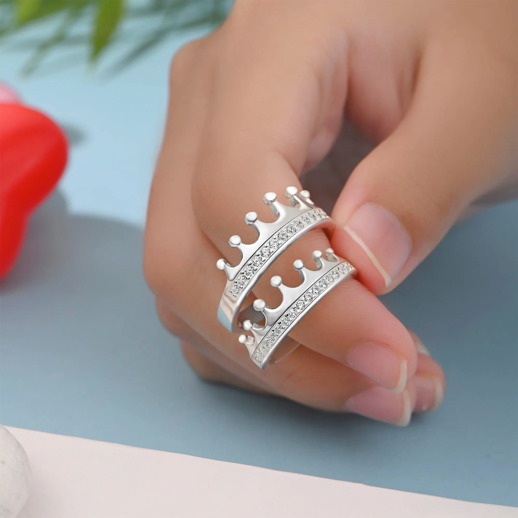 King and Queen Crown Promise Rings for Couples Set