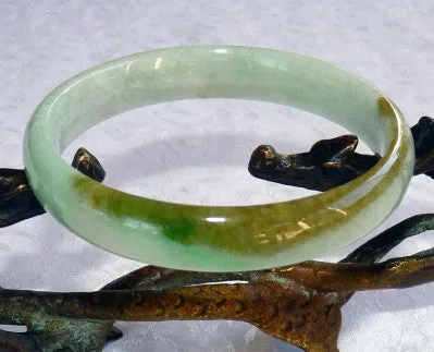 Kiss of Imperial Green Elegant Slender Burmese Jadeite Jade Grade A Bangle Bracelet 60mm (BB2721)