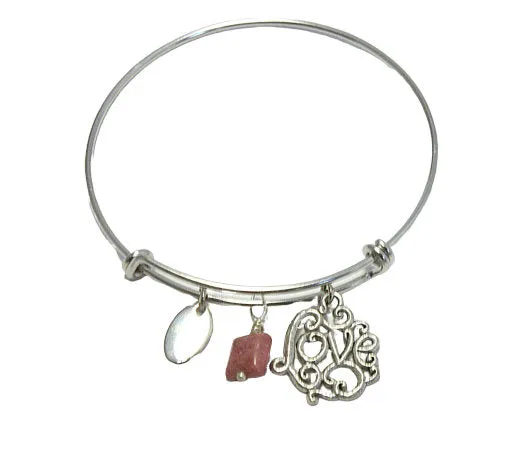 Leather or Silver Love Charm Bracelet