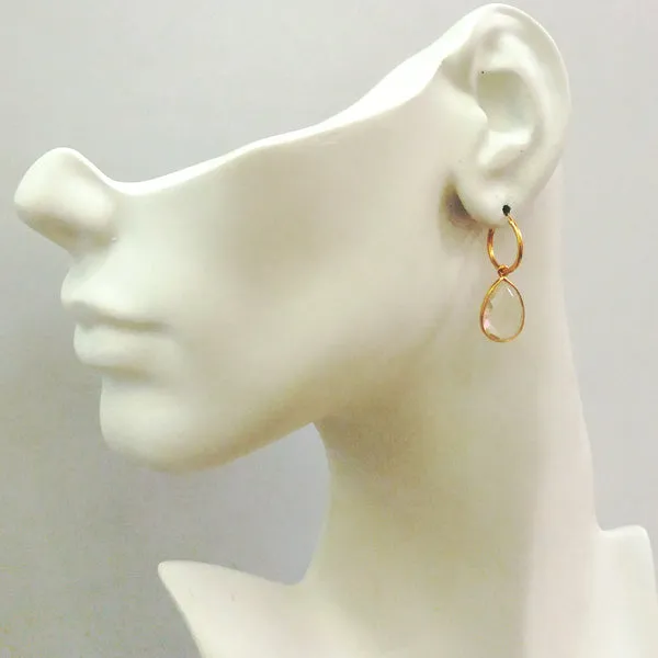 Lemon Quartz Loop Drop Earrings