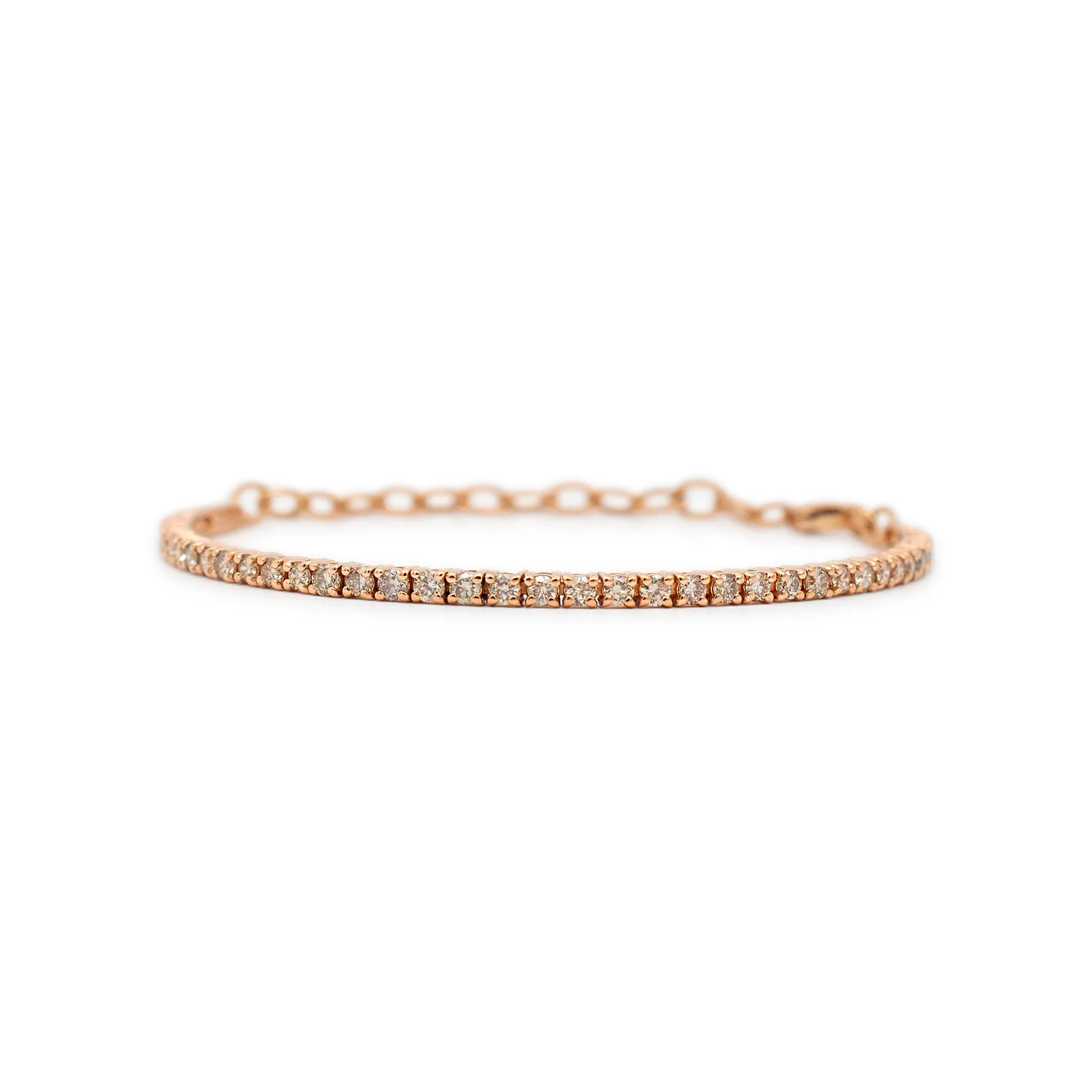 Levian Ladies 14K Rose Gold Fancy Brown Chocolate Diamond Petite Tennis Bracelet