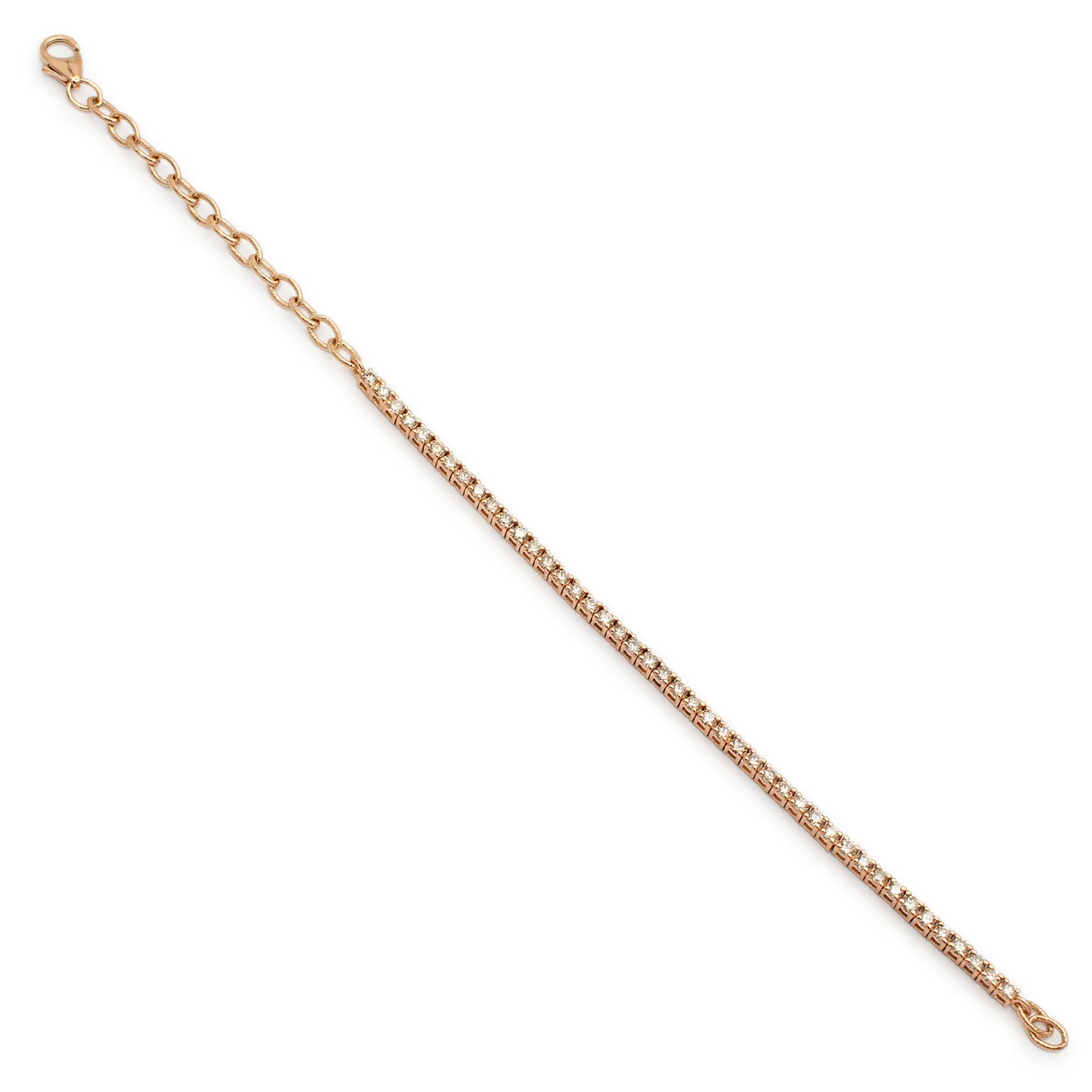 Levian Ladies 14K Rose Gold Fancy Brown Chocolate Diamond Petite Tennis Bracelet