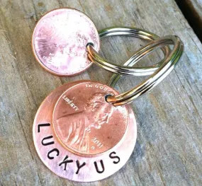 Lucky Penny Keychain, Valentine Gift,Lucky Us, Keychain, Penny Keychain, Custom Keychain, 2014 keychain, Mothers Day, fathers day gift