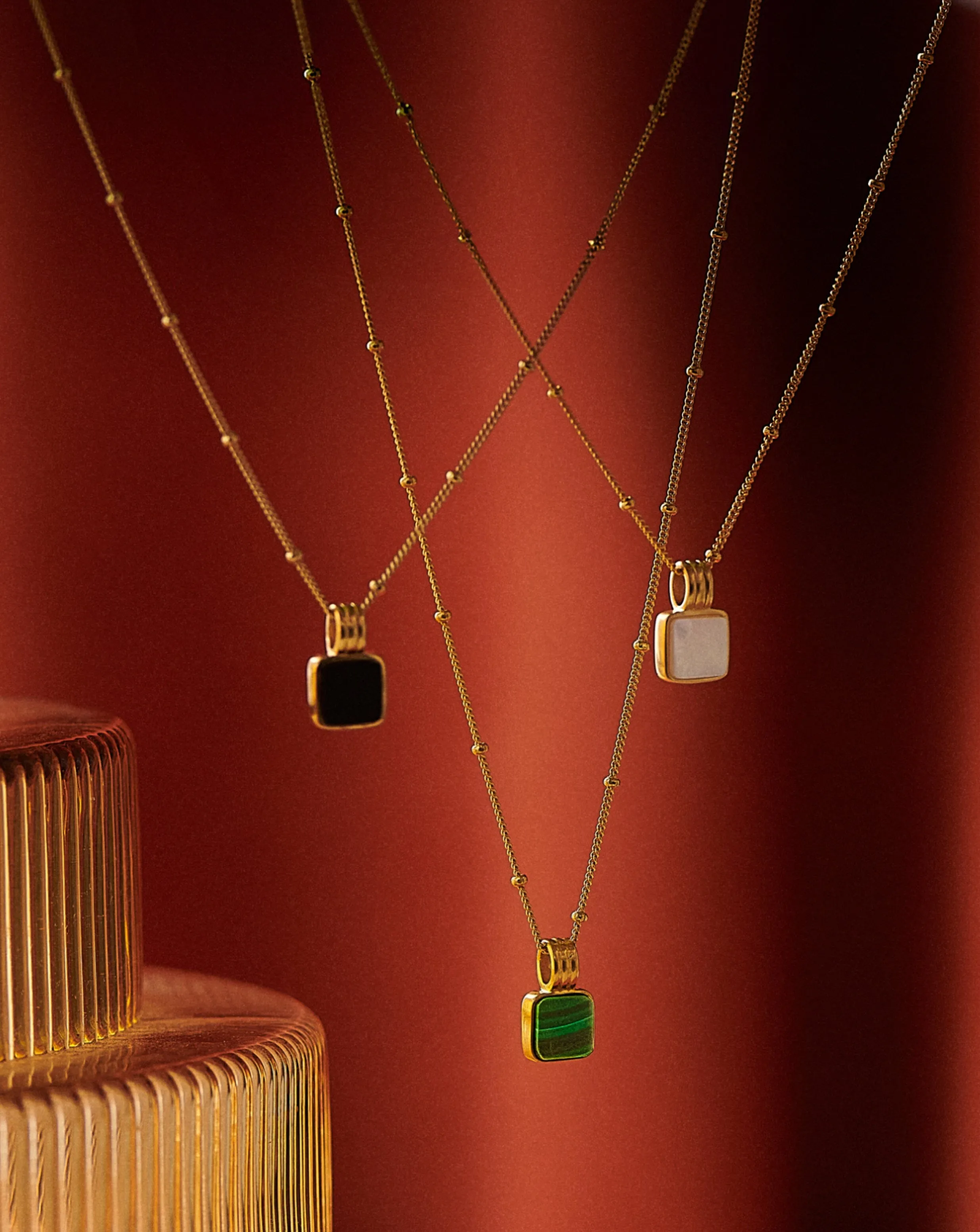 Lucy Williams Square Malachite Necklace | 18ct Gold Plated Vermeil/Malachite