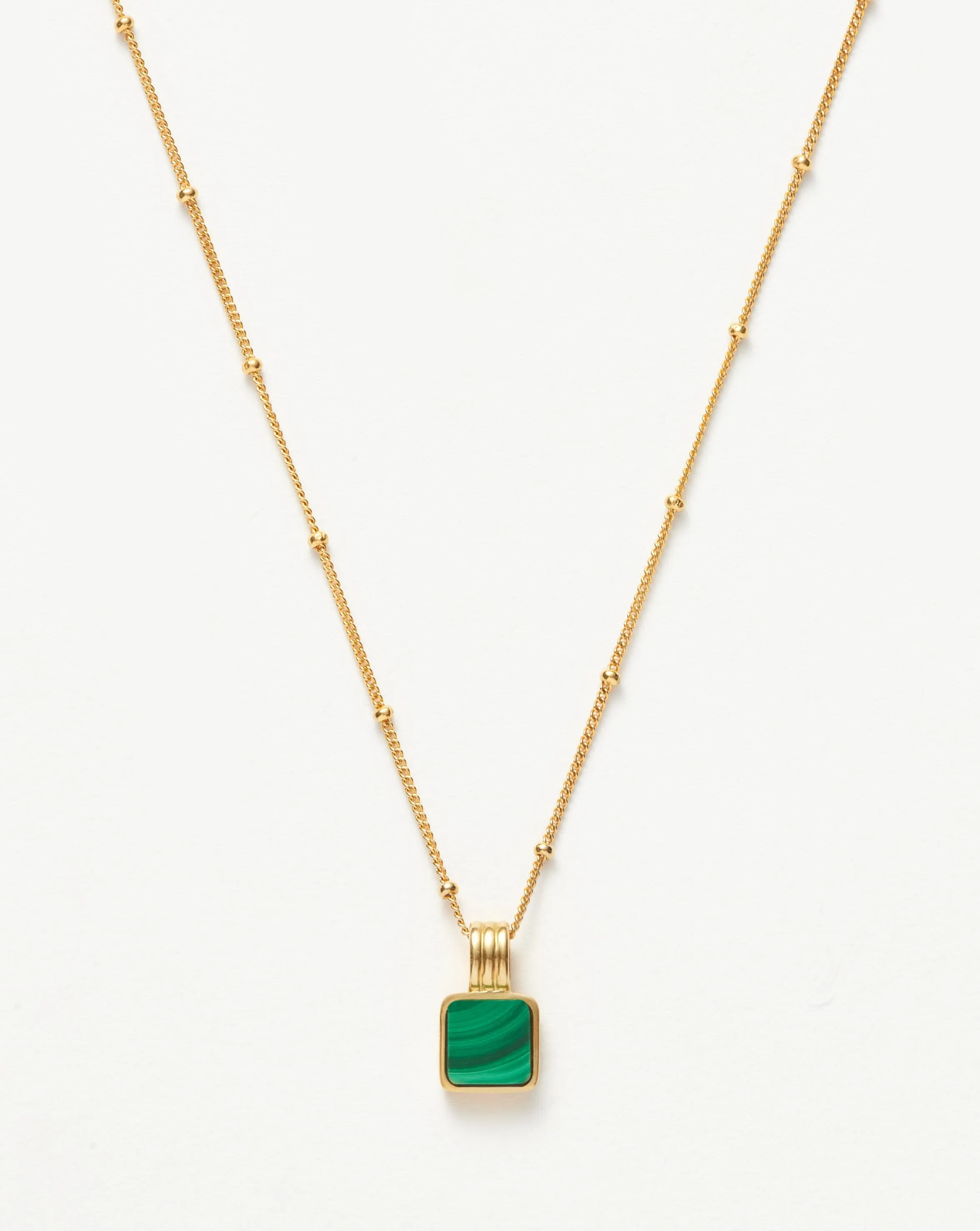 Lucy Williams Square Malachite Necklace | 18ct Gold Plated Vermeil/Malachite