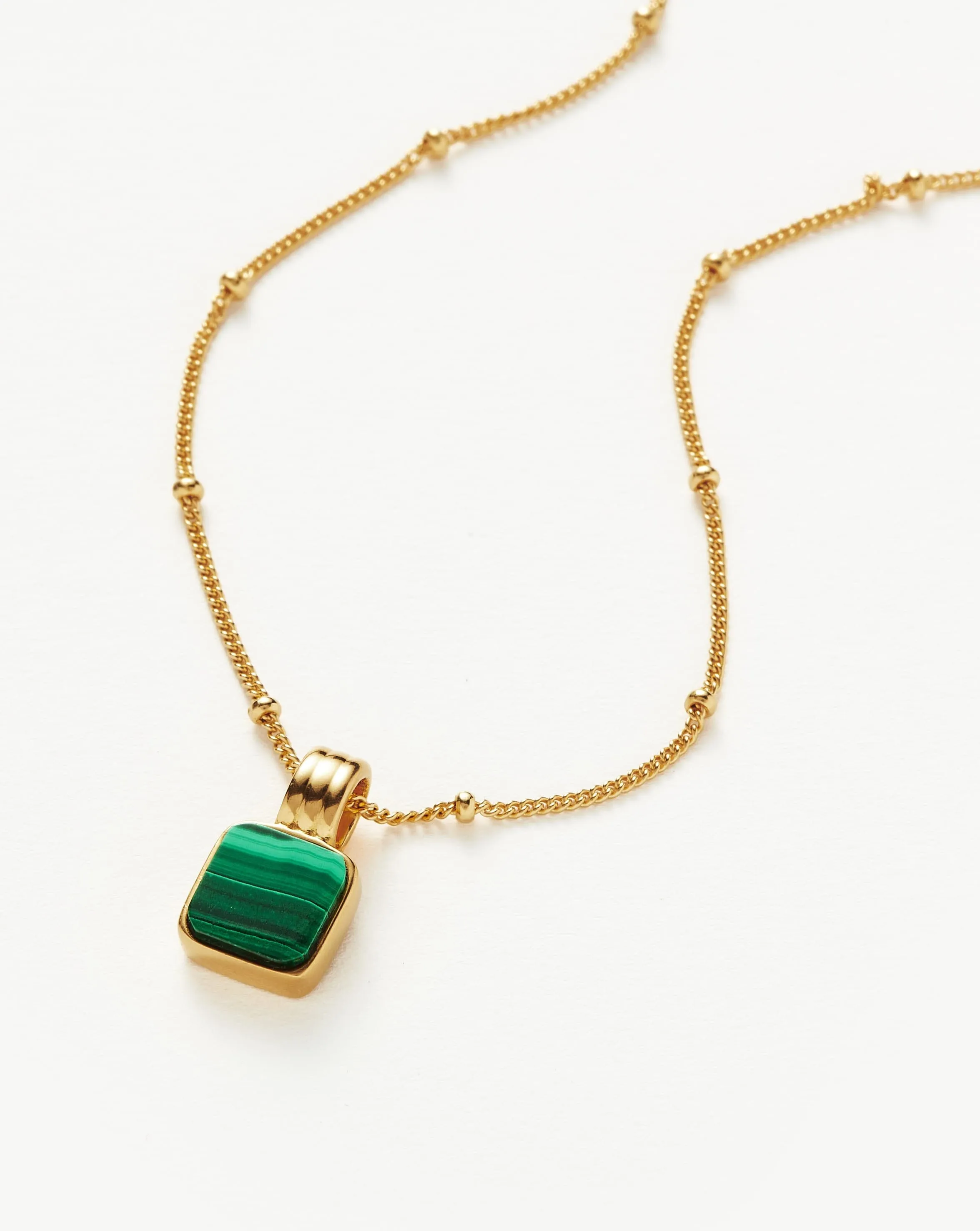 Lucy Williams Square Malachite Necklace | 18ct Gold Plated Vermeil/Malachite