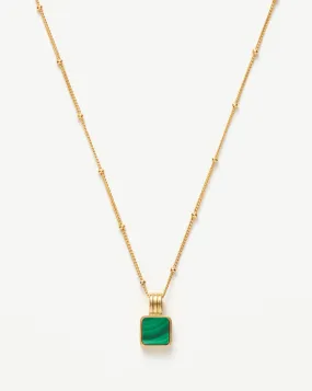 Lucy Williams Square Malachite Necklace | 18ct Gold Plated Vermeil/Malachite