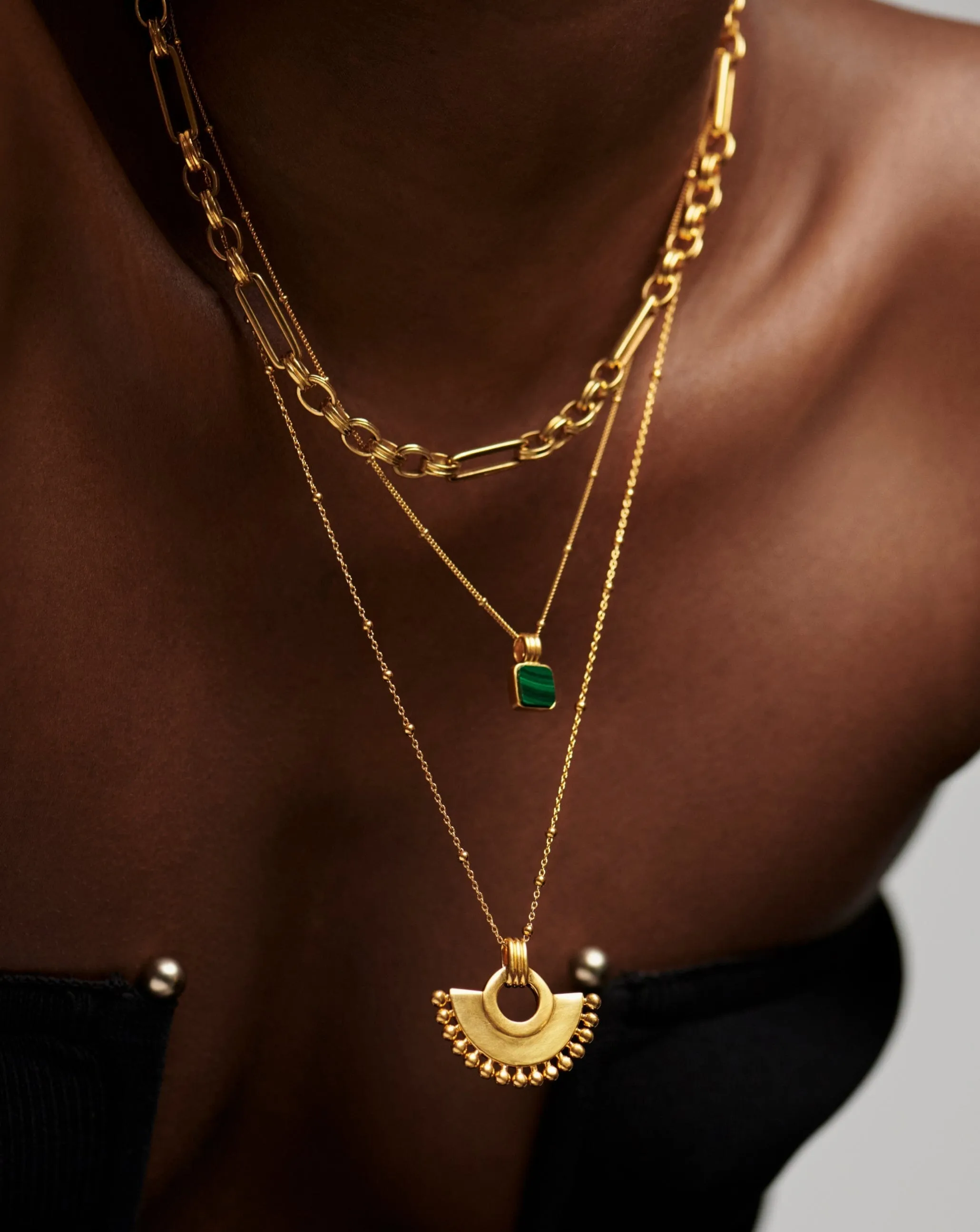 Lucy Williams Square Malachite Necklace | 18ct Gold Plated Vermeil/Malachite