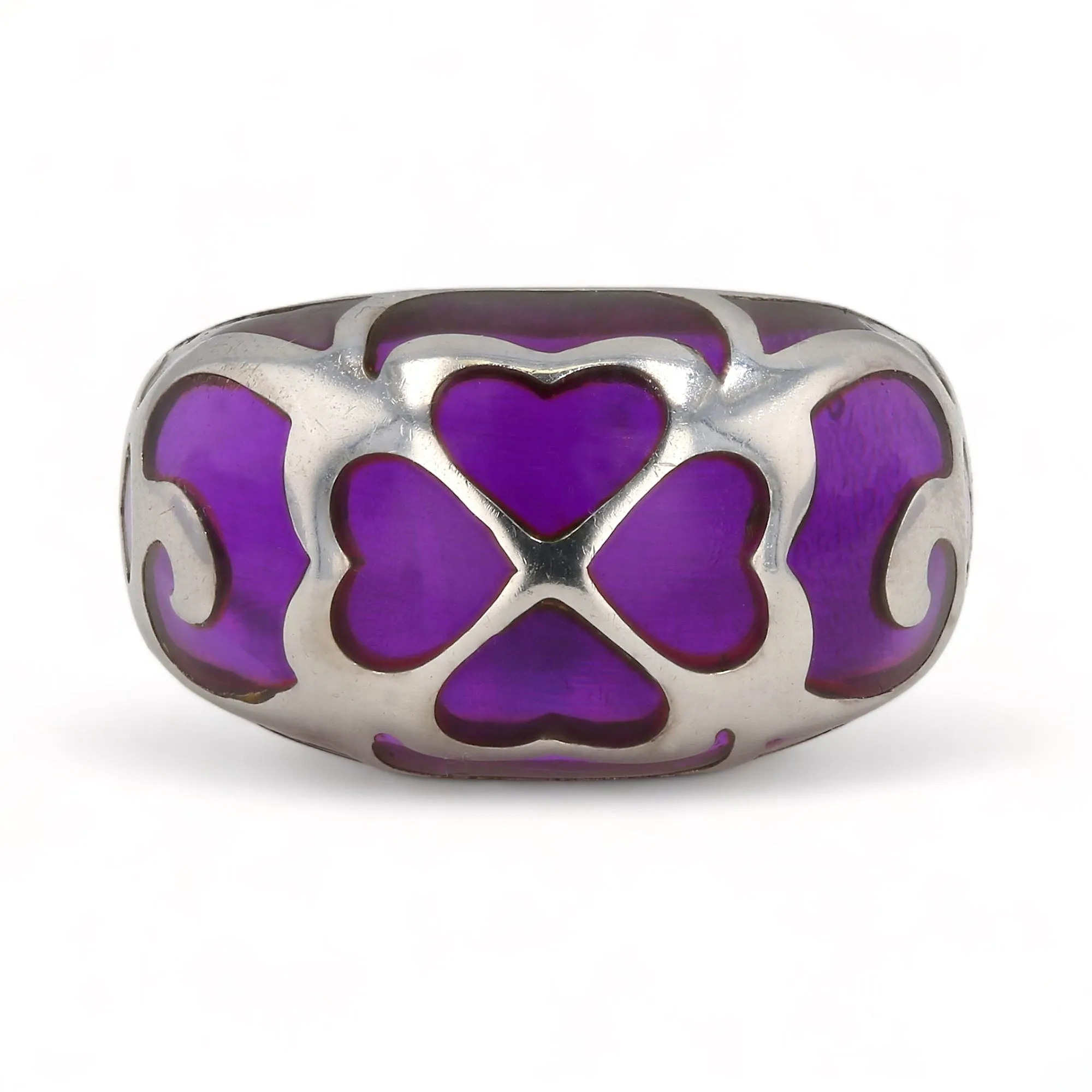 Luxury clover sterling silver 925 purple clover ring unique piece-528368