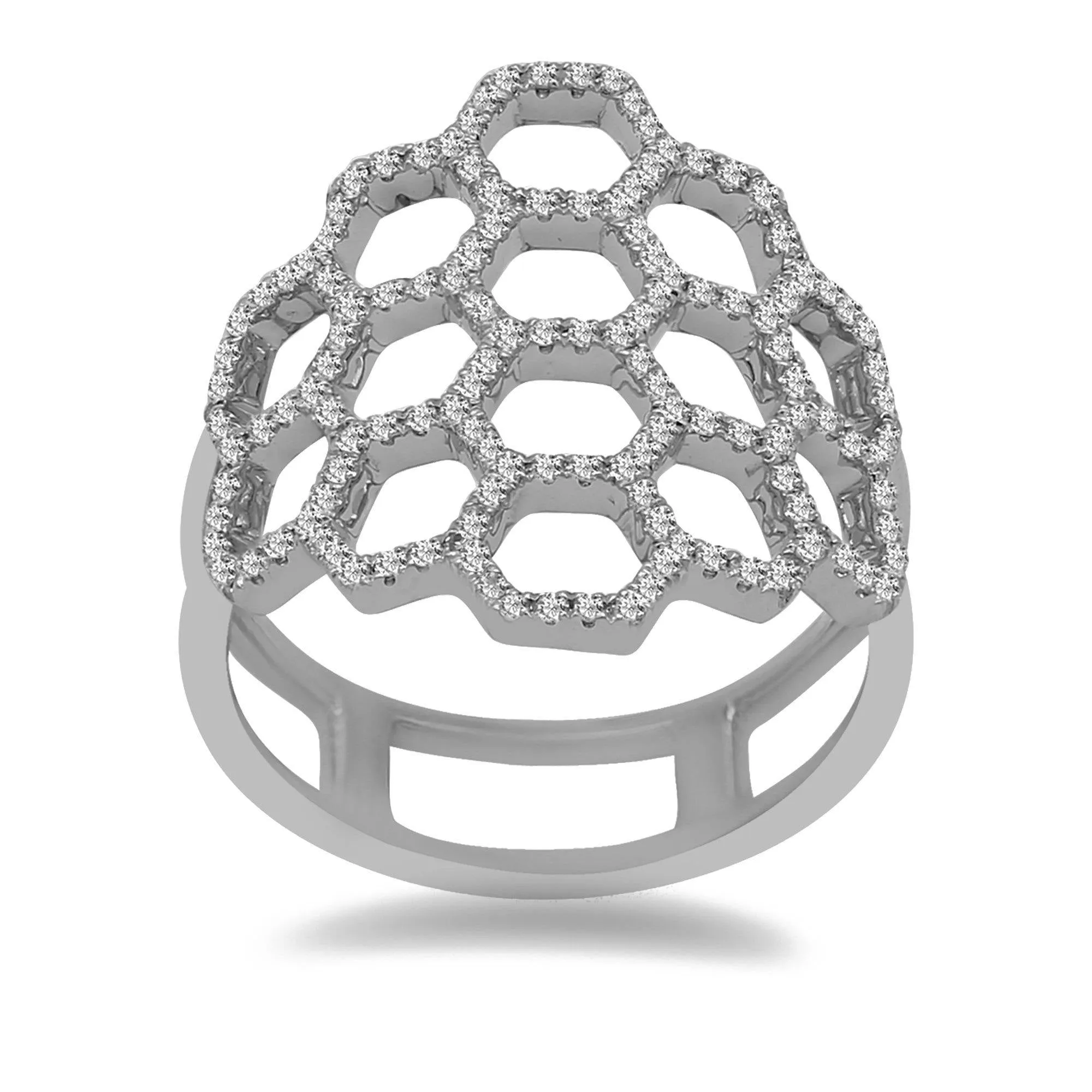 Minimalist 0.47 ct Diamond Ring in 14k White Gold Honeycomb Shape