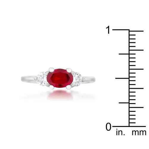 Miranna 1.2ct Garnet CZ Rhodium Classic Oval Ring