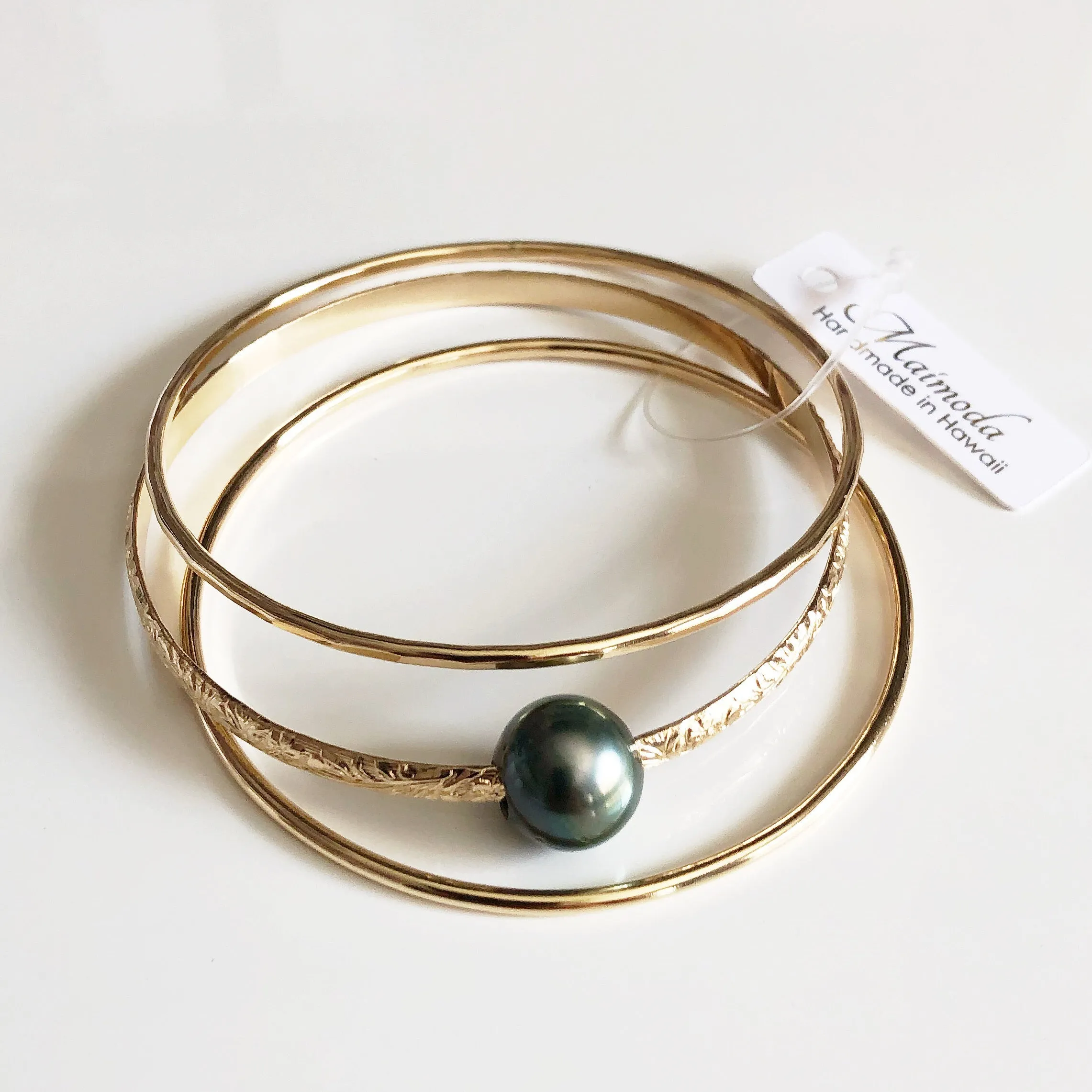 MOANI bangles set - tahitian pearl (B431)