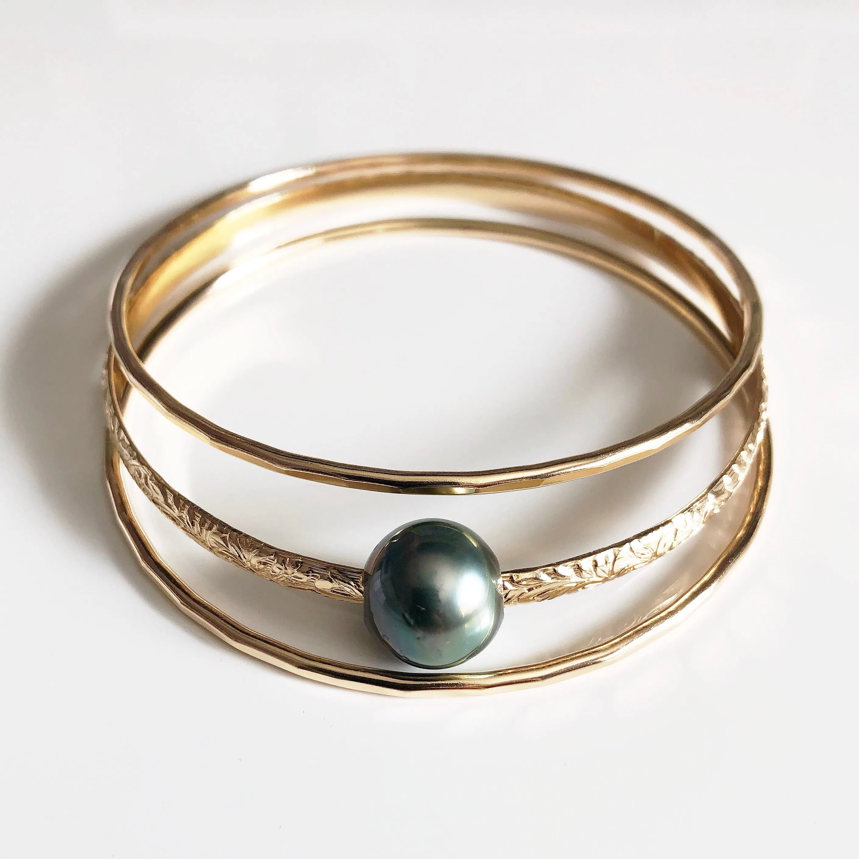 MOANI bangles set - tahitian pearl (B431)