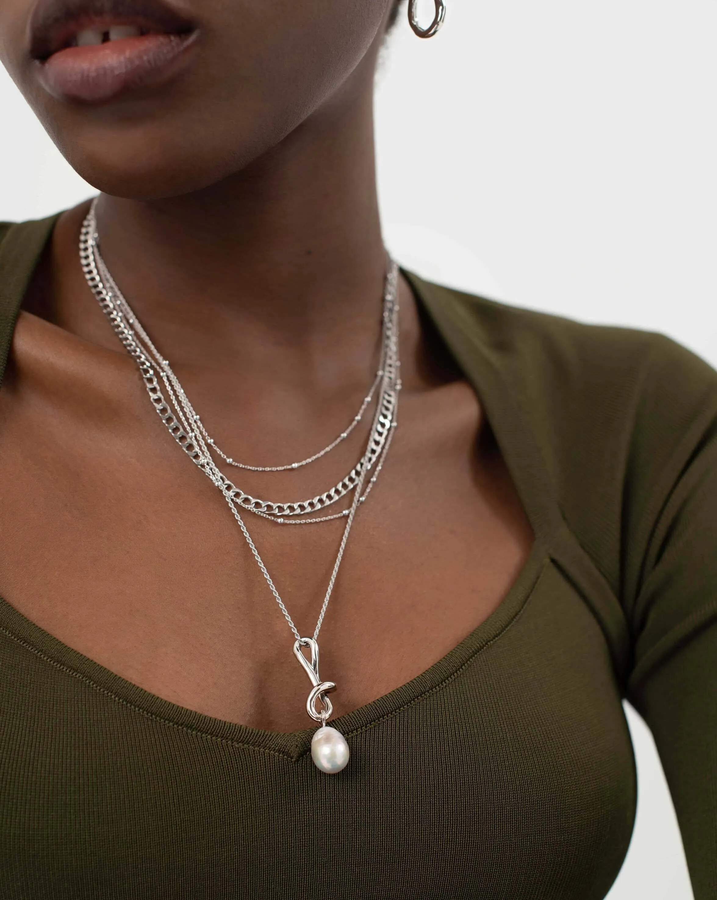 Molten Baroque Pearl Drop Pendant Necklace