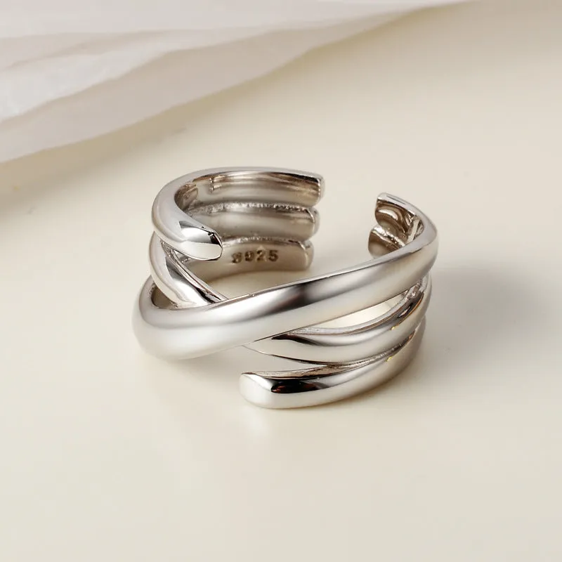 Multi-Layer Wrap Around Crossed Band Ring