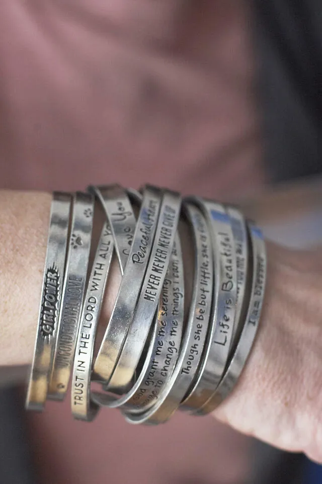 NEW! Mix & Match 2-Pieces Inspirational Cuff Bracelets Made in USA