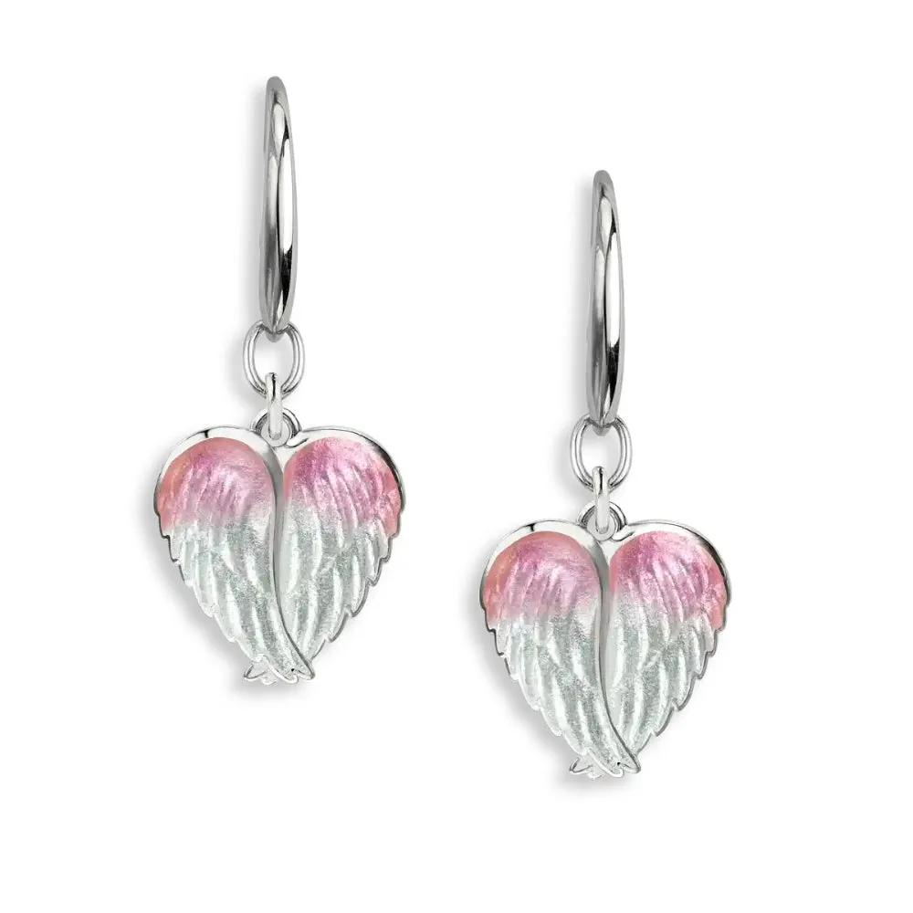 Nicole Barr White & Pink Angel Wings Wire Earrings