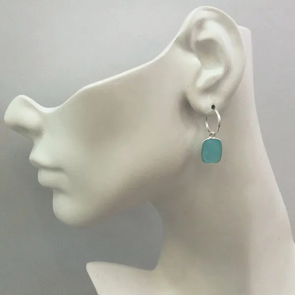 Ocean Blue Chalcedony Loop Single Drop Earrings