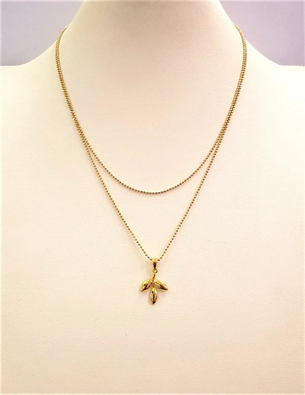 Olive Leaf Pendant Double Chain