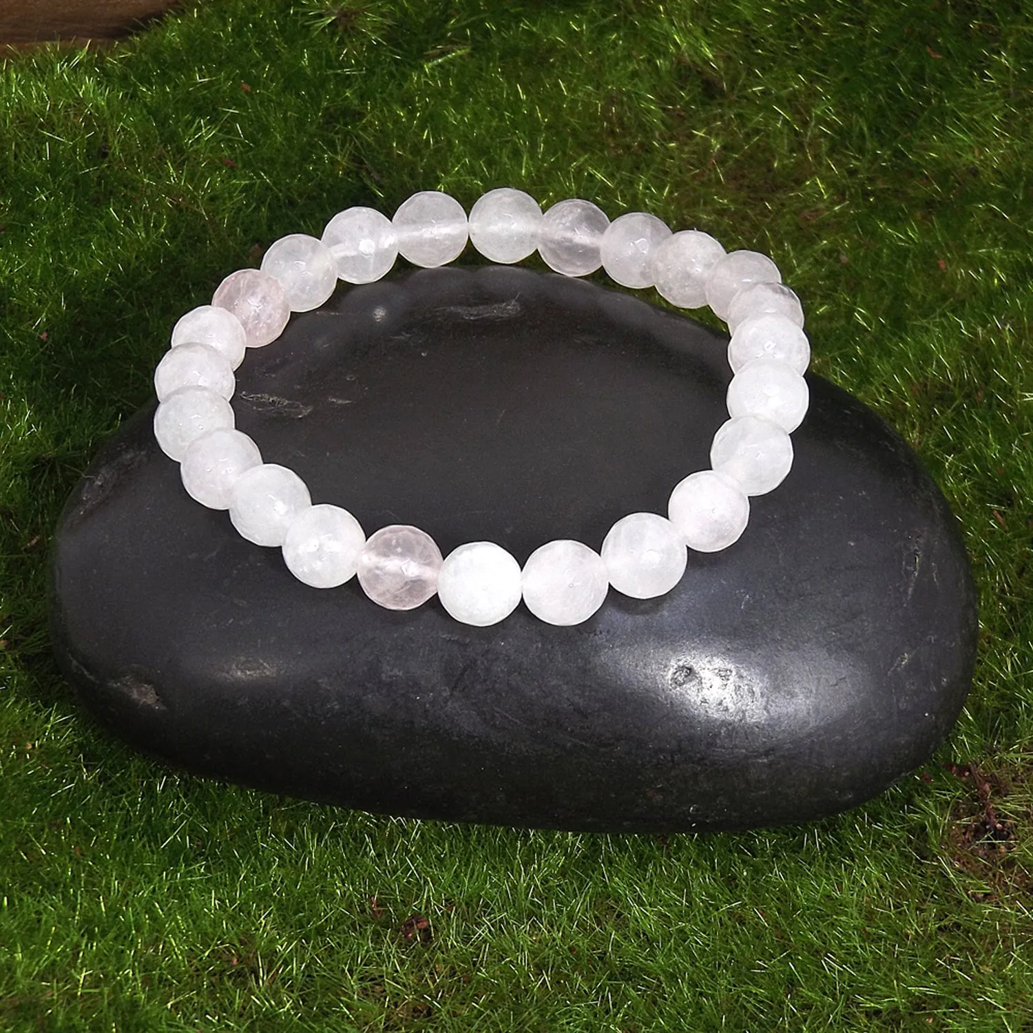 Pale Rose Quartz Gemstone Healing Bracelet for Unconditional Love