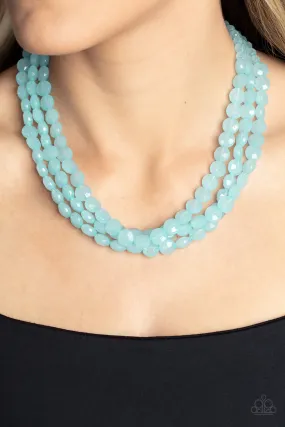 Paparazzi Boundless Bliss - Blue Spun Sugar Crystal-Like Beads Necklace