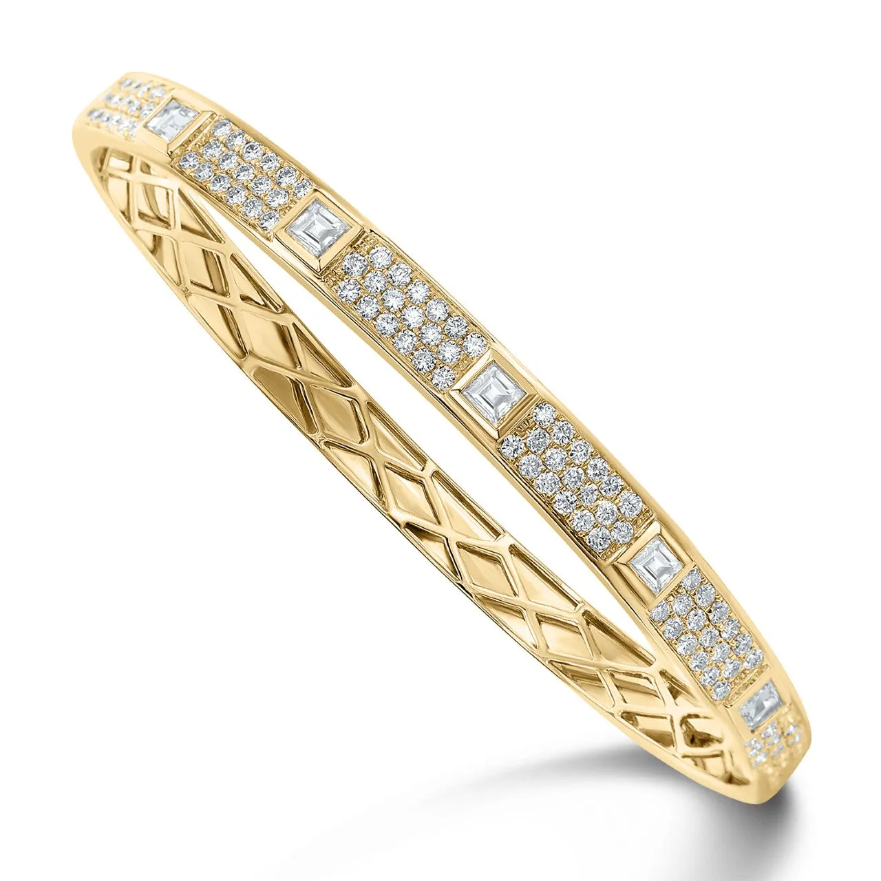 Pave and Fancy Shape Diamond Bangle