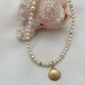 Pearl and Seashell Charm Choker